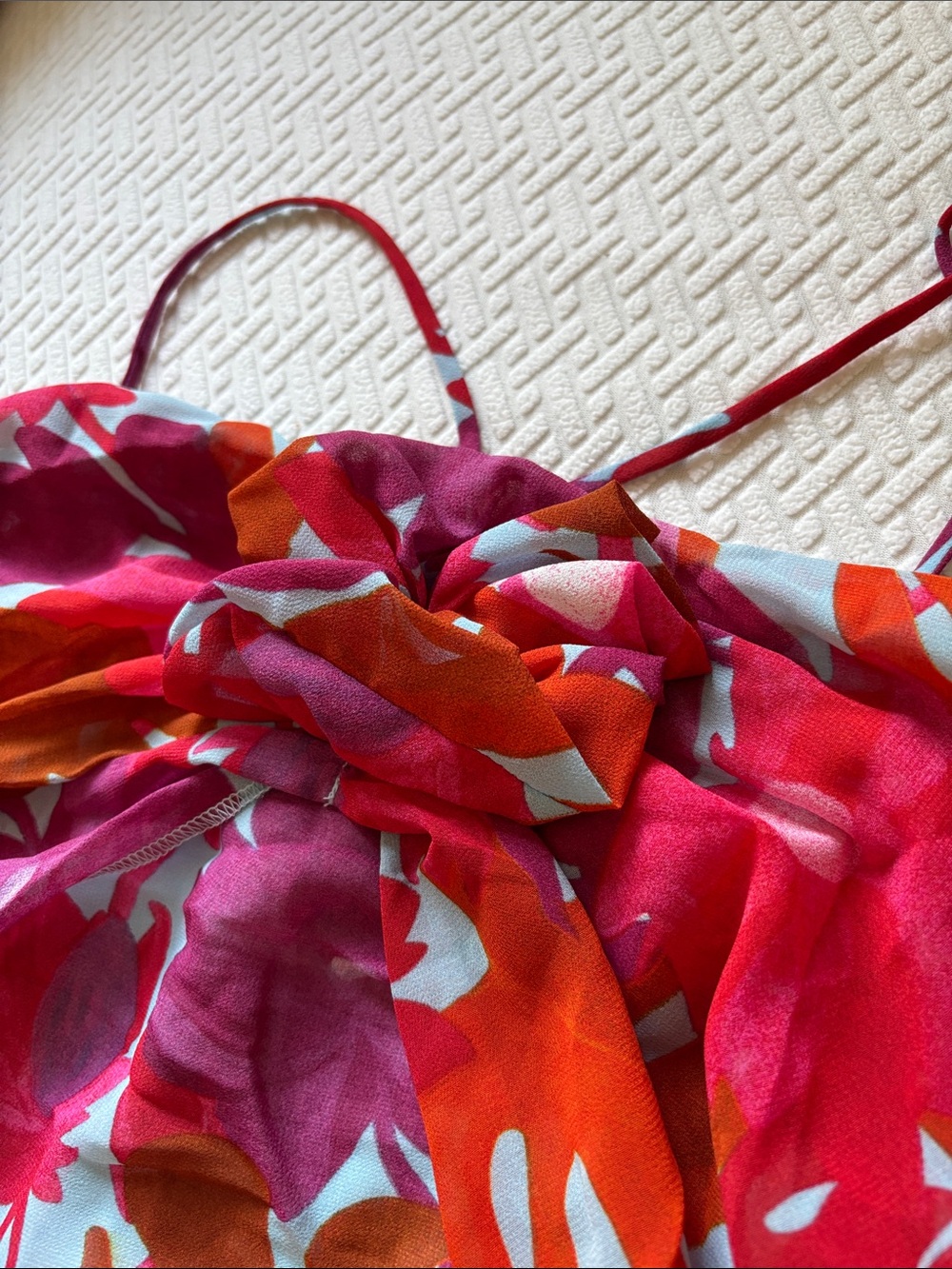 NWT Petal & Pup Zuri Rosette Floral Mini Dress in Pink, Red & Orange - Picture 4 of 5